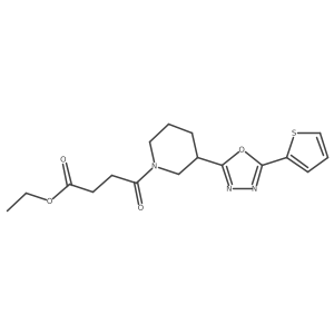 Ethyl 4-oxo-4-(3-(5-(thiophen-2-yl)-1,3,4-oxadiazol-2-yl)piperidin-1-yl)butanoate结构式