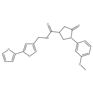 N-((5-(furan-2-yl)isoxazol-3-yl)methyl)-1-(3-methoxyphenyl)-5-oxopyrrolidine-3-carboxamide结构式