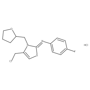 (2Z)-4-(chloromethyl)-N-(4-fluorophenyl)-3-(oxolan-2-ylmethyl)-2,3-dihydro-1,3-thiazol-2-imine hydrochloride Structure