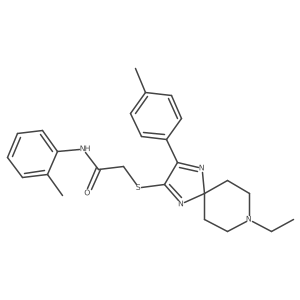 2-{[8-Ethyl-3-(4-methylphenyl)-1,4,8-triazaspiro[4.5]deca-1,3-dien-2-YL]sulfanyl}-N-(2-methylphenyl)acetamide结构式