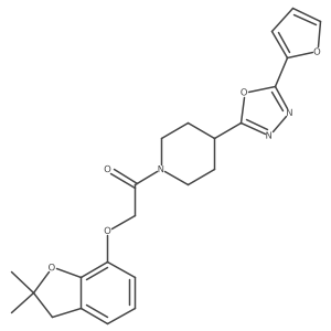 2-((2,2-Dimethyl-2,3-dihydrobenzofuran-7-yl)oxy)-1-(4-(5-(furan-2-yl)-1,3,4-oxadiazol-2-yl)piperidin-1-yl)ethanone Structure