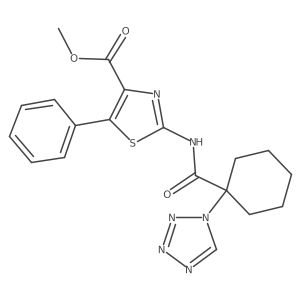 methyl 5-phenyl-2-({[1-(1H-tetrazol-1-yl)cyclohexyl]carbonyl}amino)-1,3-thiazole-4-carboxylate结构式