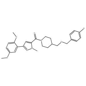 (4-(((4-chlorobenzyl)oxy)methyl)piperidin-1-yl)(3-(2,5-dimethoxyphenyl)-1-methyl-1H-pyrazol-5-yl)methanone结构式