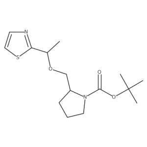 tert-Butyl 2-((1-(thiazol-2-yl)ethoxy)methyl)pyrrolidine-1-carboxylate结构式