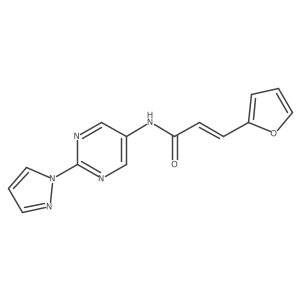 (E)-N-(2-(1H-pyrazol-1-yl)pyrimidin-5-yl)-3-(furan-2-yl)acrylamide结构式