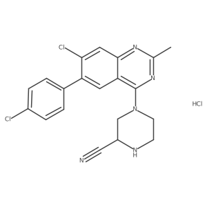 4-[7-Chloro-6-(4-chlorophenyl)-2-methyl-4-quinazolinyl]-2-piperazinecarbonitrile hydrochloride Structure