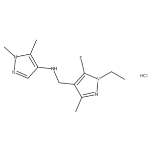 N-[(1-ethyl-5-fluoro-3-methylpyrazol-4-yl)methyl]-1,5-dimethylpyrazol-4-amine;hydrochloride结构式