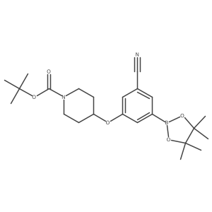 Tert-butyl 4-(3-cyano-5-(4,4,5,5-tetramethyl-1,3,2-dioxaborolan-2-yl)phenoxy)piperidine-1-carboxylate结构式