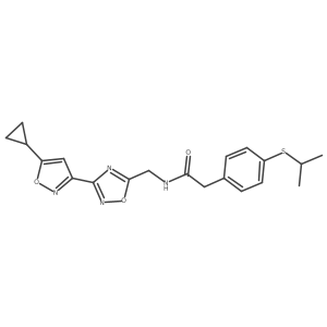 N-((3-(5-cyclopropylisoxazol-3-yl)-1,2,4-oxadiazol-5-yl)methyl)-2-(4-(isopropylthio)phenyl)acetamide结构式