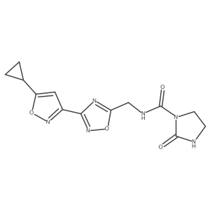 N-((3-(5-cyclopropylisoxazol-3-yl)-1,2,4-oxadiazol-5-yl)methyl)-2-oxoimidazolidine-1-carboxamide结构式