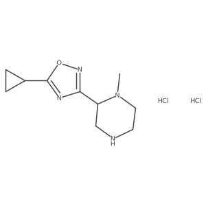 2-(5-Cyclopropyl-1,2,4-oxadiazol-3-yl)-1-methylpiperazine dihydrochloride结构式