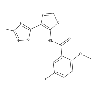 5-chloro-2-methoxy-N-(3-(3-methyl-1,2,4-oxadiazol-5-yl)thiophen-2-yl)benzamide结构式