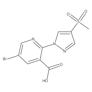 5-bromo-2-(4-methanesulfonyl-1H-pyrazol-1-yl)pyridine-3-carboxylic acid结构式