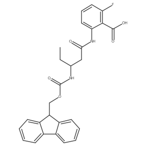 2-[(3S)-3-({[(9H-fluoren-9-yl)methoxy]carbonyl}amino)pentanamido]-6-fluorobenzoic acid Structure