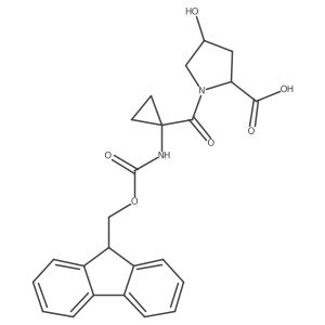 (2R,4R)-1-[1-({[(9H-fluoren-9-yl)methoxy]carbonyl}amino)cyclopropanecarbonyl]-4-hydroxypyrrolidine-2-carboxylic acid结构式