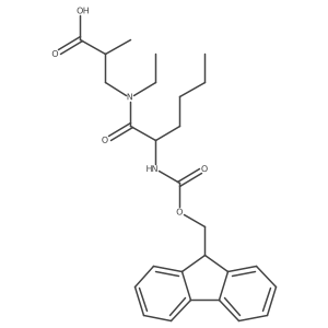 3-[(2S)-N-ethyl-2-({[(9H-fluoren-9-yl)methoxy]carbonyl}amino)hexanamido]-2-methylpropanoic acid Structure