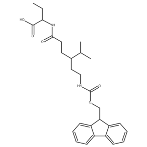 (2R)-2-{4-[2-({[(9H-fluoren-9-yl)methoxy]carbonyl}amino)ethyl]-5-methylhexanamido}butanoic acid Structure