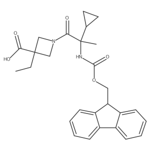 1-[2-cyclopropyl-2-({[(9H-fluoren-9-yl)methoxy]carbonyl}amino)propanoyl]-3-ethylazetidine-3-carboxylic acid结构式
