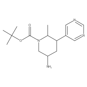 Tert-butyl 5-amino-2-methyl-3-(pyrimidin-5-yl)piperidine-1-carboxylate Structure