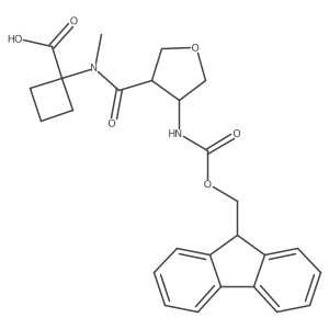 1-[N-methyl4-({[(9H-fluoren-9-yl)methoxy]carbonyl}amino)oxolane-3-amido]cyclobutane-1-carboxylic acid结构式