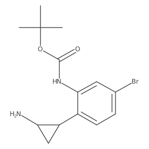 rac-tert-butyl N-{2-[(1R,2S)-2-aminocyclopropyl]-5-bromophenyl}carbamate结构式