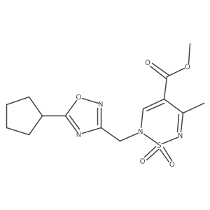 methyl 2-[(5-cyclopentyl-1,2,4-oxadiazol-3-yl)methyl]-5-methyl-1,1-dioxo-2H-1lambda6,2,6-thiadiazine-4-carboxylate结构式