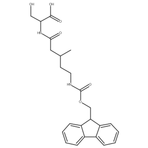 (2S)-2-[5-({[(9H-fluoren-9-yl)methoxy]carbonyl}amino)-3-methylpentanamido]-3-hydroxypropanoic acid Structure