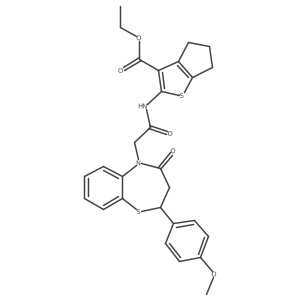 ethyl 2-(2-(2-(4-methoxyphenyl)-4-oxo-3,4-dihydrobenzo[b][1,4]thiazepin-5(2H)-yl)acetamido)-5,6-dihydro-4H-cyclopenta[b]thiophene-3-carboxylate结构式