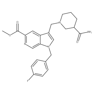 1h-Pyrrolo[2,3-c]pyridine-5-carboxylic acid,3-[[3-(aminocarbonyl)-1-piperidinyl]methyl]-1-[(4-fluorophenyl)methyl]-,methyl ester Structure