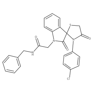 N-benzyl-2-(3'-(4-chlorophenyl)-2,4'-dioxospiro[indoline-3,2'-thiazolidin]-1-yl)acetamide结构式