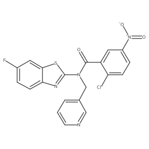 2-chloro-N-(6-fluorobenzo[d]thiazol-2-yl)-5-nitro-N-(pyridin-3-ylmethyl)benzamide结构式