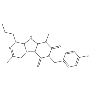 7-[(4-chlorophenyl)methyl]-3,9-dimethyl-1-propyl-5a,9a,10,10a-tetrahydro-4H-purino[8,7-c][1,2,4]triazine-6,8-dione Structure