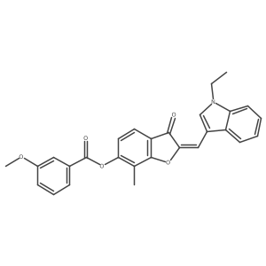 (2E)-2-[(1-ethyl-1H-indol-3-yl)methylidene]-7-methyl-3-oxo-2,3-dihydro-1-benzofuran-6-yl 3-methoxybenzoate结构式