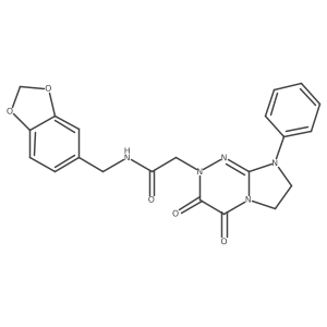 N-(benzo[d][1,3]dioxol-5-ylmethyl)-2-(3,4-dioxo-8-phenyl-3,4,7,8-tetrahydroimidazo[2,1-c][1,2,4]triazin-2(6H)-yl)acetamide结构式