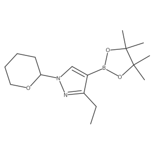 3-ethyl-1-(tetrahydro-pyran-2-yl)-4-(4,4,5,5-tetramethyl-[1,3,2]dioxaborolan-2-yl)-1H-pyrazole结构式