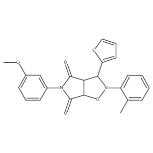 5-(3-methoxyphenyl)-3-(thiophen-2-yl)-2-(o-tolyl)dihydro-2H-pyrrolo[3,4-d]isoxazole-4,6(5H,6aH)-dione结构式