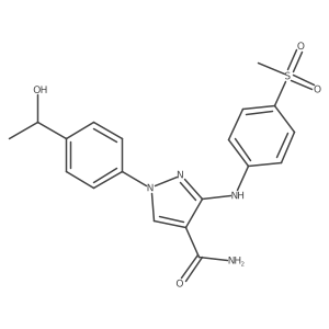 1-[4-(1-Hydroxyethyl)phenyl]-3-[[4-(methylsulfonyl)phenyl]amino]-1H-pyrazole-4-carboxamide结构式