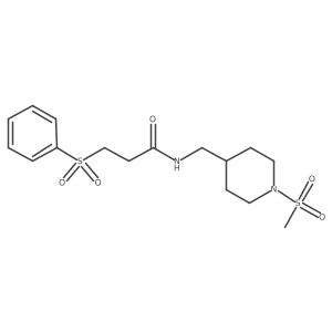 N-((1-(methylsulfonyl)piperidin-4-yl)methyl)-3-(phenylsulfonyl)propanamide结构式