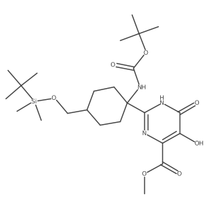 Methyl 2-(1-(tert-butoxycarbonylamino)-4-(tert-butyldimethylsilyloxymethyl)cyclohexyl)-5-hydroxy-6-oxo-1,6-dihydropyrimidine-4-carboxylate Structure