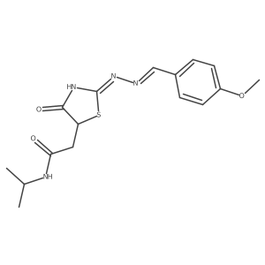 2-{(2Z)-2-[(2E)-(4-methoxybenzylidene)hydrazinylidene]-4-oxo-1,3-thiazolidin-5-yl}-N-(propan-2-yl)acetamide结构式