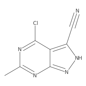 4-Chloro-6-methyl-1H-pyrazolo[3,4-d]pyrimidine-3-carbonitrile结构式