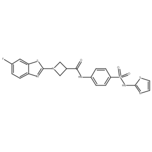 1-(6-fluorobenzo[d]thiazol-2-yl)-N-(4-(N-(thiazol-2-yl)sulfamoyl)phenyl)azetidine-3-carboxamide结构式