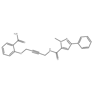 N-(4-(2-carbamoylphenoxy)but-2-yn-1-yl)-1-methyl-3-phenyl-1H-pyrazole-5-carboxamide Structure
