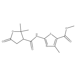 Methyl 2-{[(2,2-dimethyl-5-oxotetrahydrofuran-3-yl)carbonyl]amino}-4-methyl-1,3-thiazole-5-carboxylate结构式