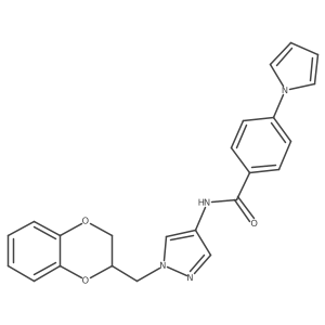 N-(1-((2,3-dihydrobenzo[b][1,4]dioxin-2-yl)methyl)-1H-pyrazol-4-yl)-4-(1H-pyrrol-1-yl)benzamide结构式