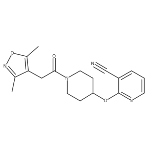 2-((1-(2-(3,5-Dimethylisoxazol-4-yl)acetyl)piperidin-4-yl)oxy)nicotinonitrile结构式