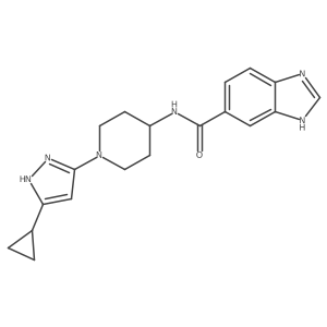 N-(1-(5-cyclopropyl-1H-pyrazol-3-yl)piperidin-4-yl)-1H-benzo[d]imidazole-5-carboxamide结构式
