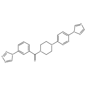 (4-(6-(1H-1,2,4-triazol-1-yl)pyridazin-3-yl)piperazin-1-yl)(3-(1H-tetrazol-1-yl)phenyl)methanone结构式