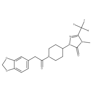 1-(1-(2-(benzo[d][1,3]dioxol-5-yl)acetyl)piperidin-4-yl)-4-methyl-3-(trifluoromethyl)-1H-1,2,4-triazol-5(4H)-one结构式