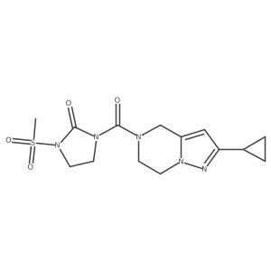 1-(2-Cyclopropyl-4,5,6,7-tetrahydropyrazolo[1,5-a]pyrazine-5-carbonyl)-3-(methylsulfonyl)imidazolidin-2-one结构式